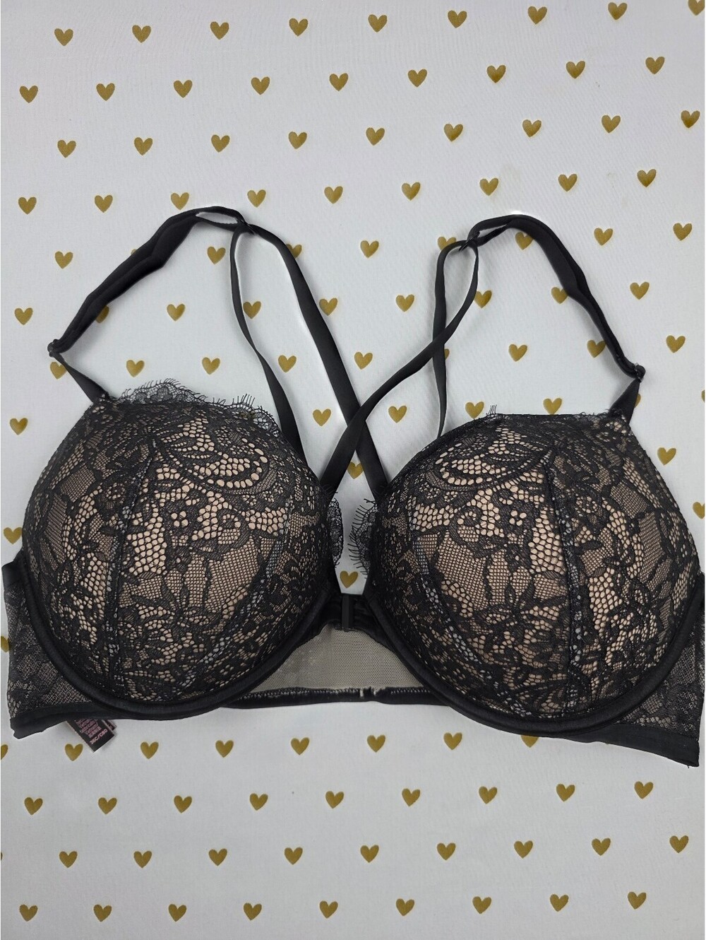 Victorias Secret Bombshell add 2 sizes Plunge Push Up Bra front close 36C